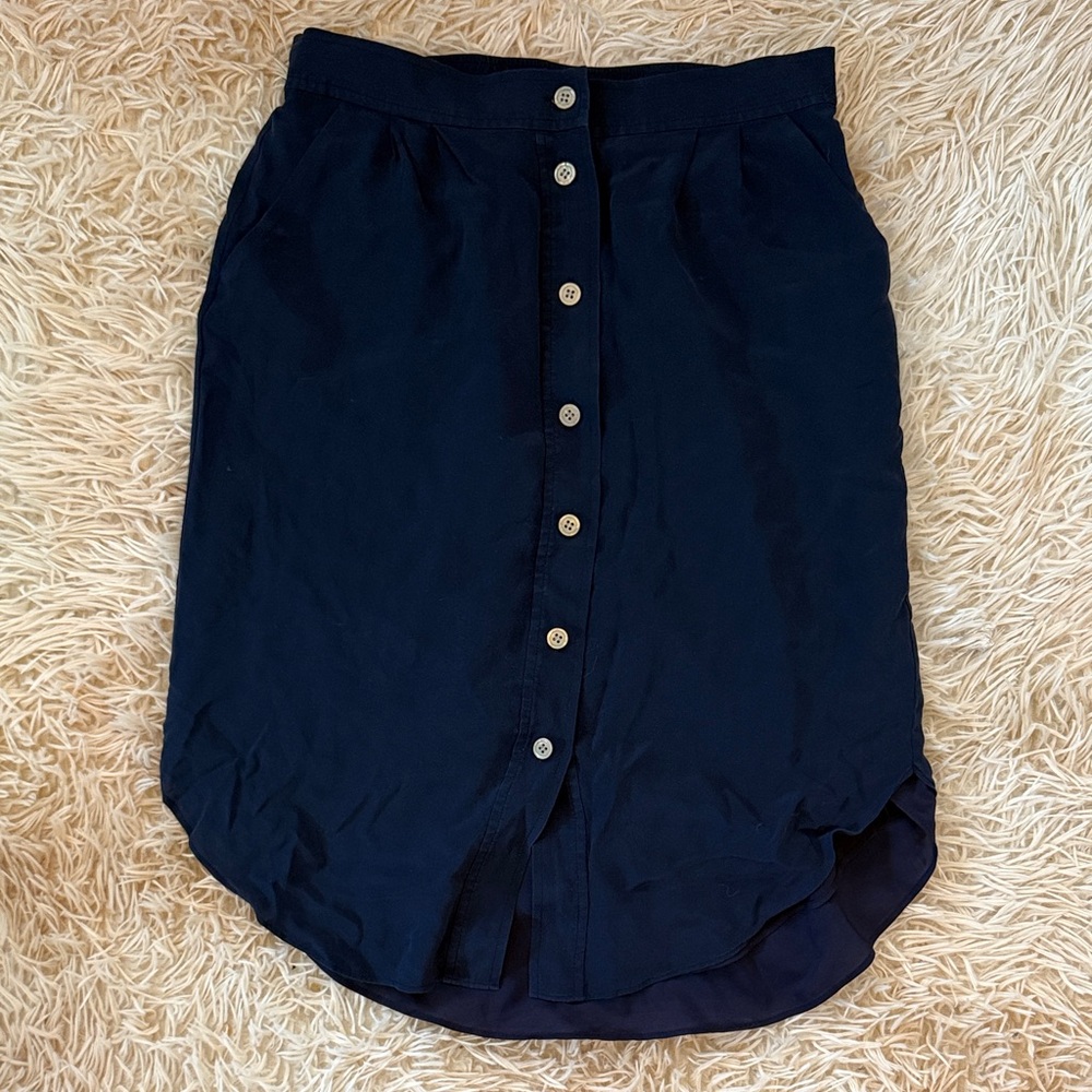 Madewell Navy High-Low Button Skirt - M